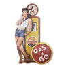 Gas n' Go Pinup Girl Embossed Metal Sign